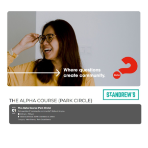 March 1: The Alpha Course offered by St. Andrews (Park Circle)