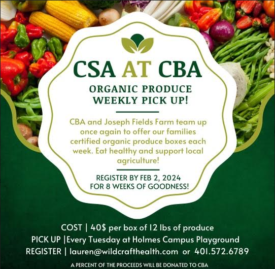 CSA at CBA: Organic Produce Weekly Pick Up